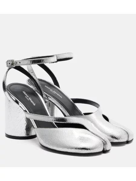 Pantofi cu toc Maison Margiela din piele argintiu