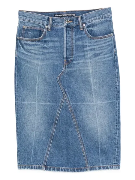 Fustă din denim Alexander Wang până la genunchi albastru