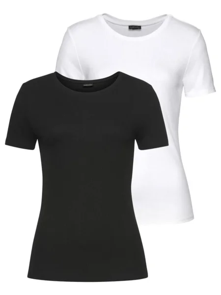 LASCANA Tricou / negru alb