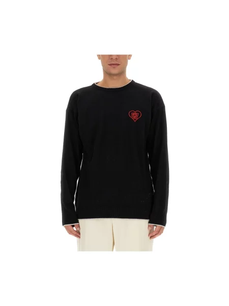 Sweter Family First z kaszmiru z logo czarny