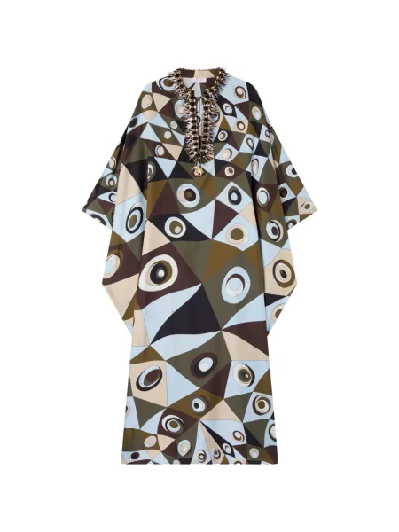 Rochie Pucci cu broderie de mătase verde