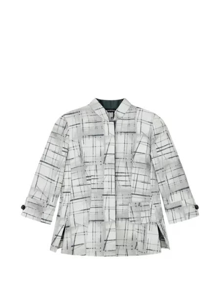 Gulerat cămașă Emporio Armani în carouri cu imagine alb
