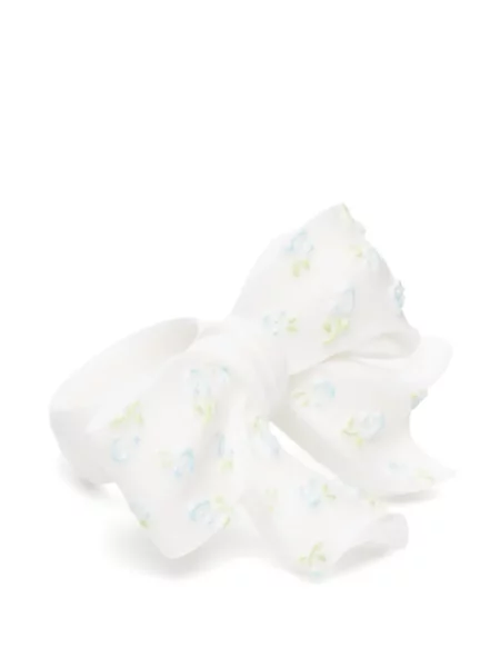 Inel Shushu/tong cu funde cu model floral alb