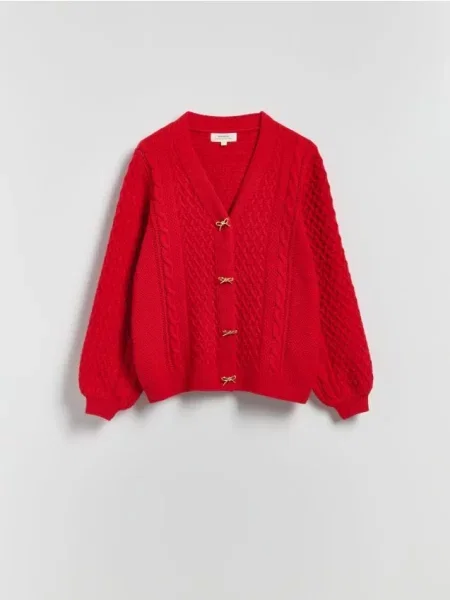 Reserved Кардиган з декоративними ґудзиками червоний