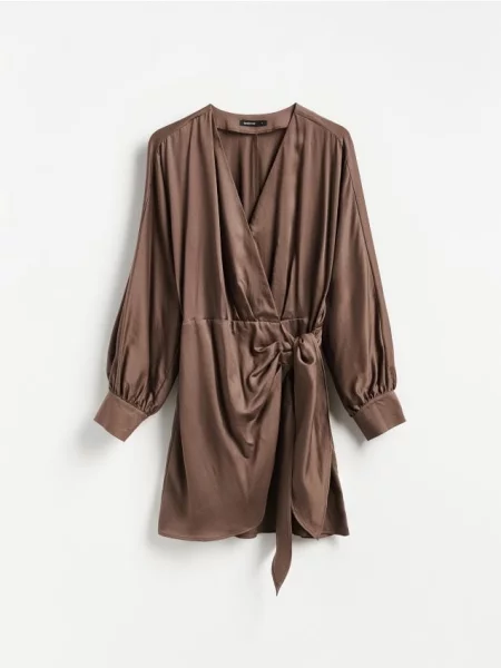 Reserved Rochie mini cu conținut ridicat de Lyocell cafeniu