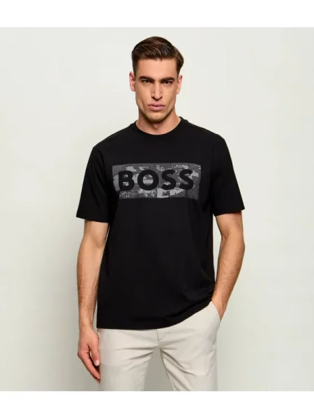 BOSS GREEN Tricou TS_Globe | stretch negru