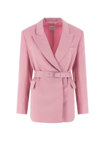 Sacou Nude de in cu două rânduri de nasturi roz