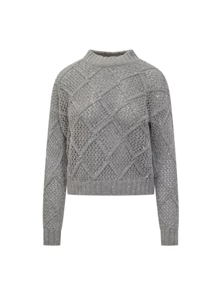 Lniany sweter Max Mara Studio szary