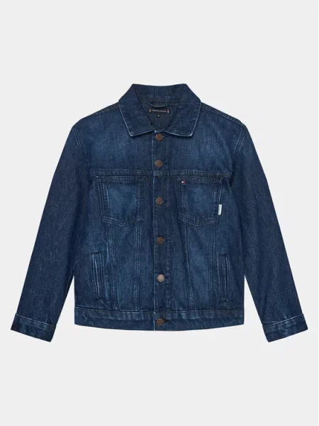 Tommy Hilfiger Džinsinė striukė Oversized Trucker Bleach mėlyna