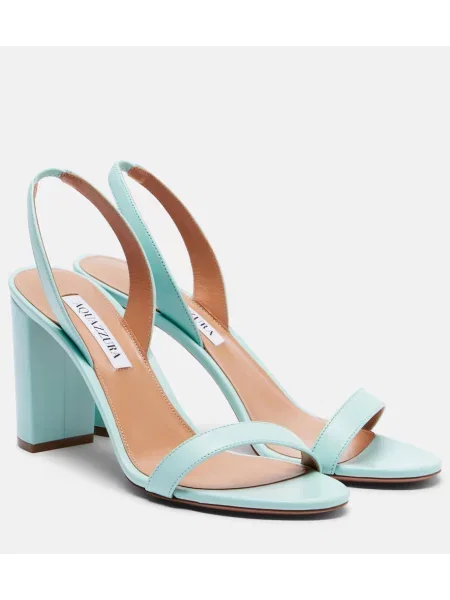 Usnjene sandali Aquazzura z odprtimi petami modra