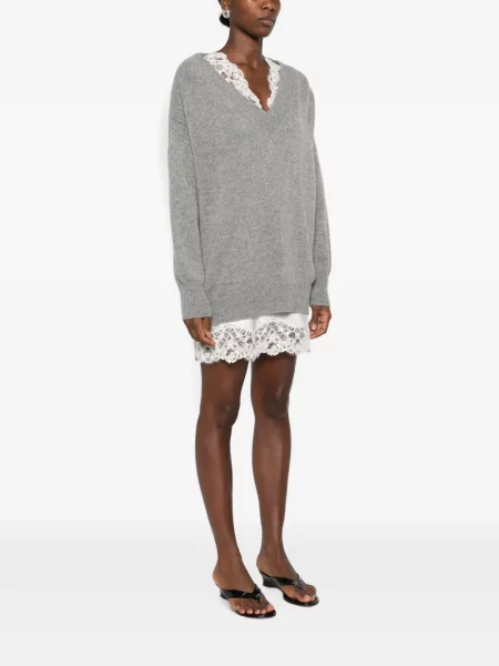 Rochie mini Ermanno Scervino din dantelă gri