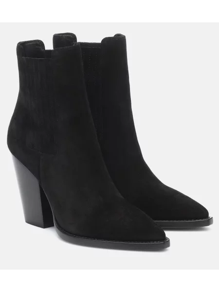 Cizme scurte Saint Laurent din piele de căprioară negru