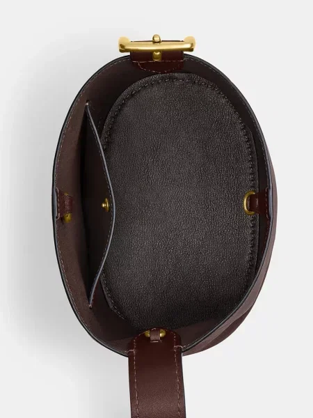 Кожаная сумка ведро Coach коричневая
