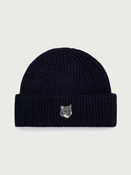 Maison Kitsuné Fox Head Large Beanie beanie de lână pentru bărbați