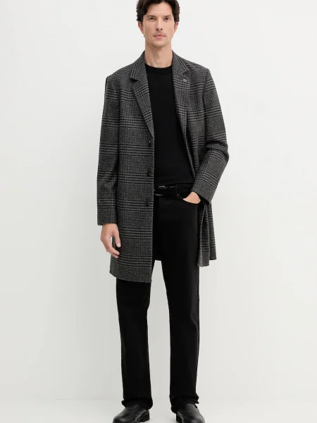 Palton Tommy Hilfiger de lână negru