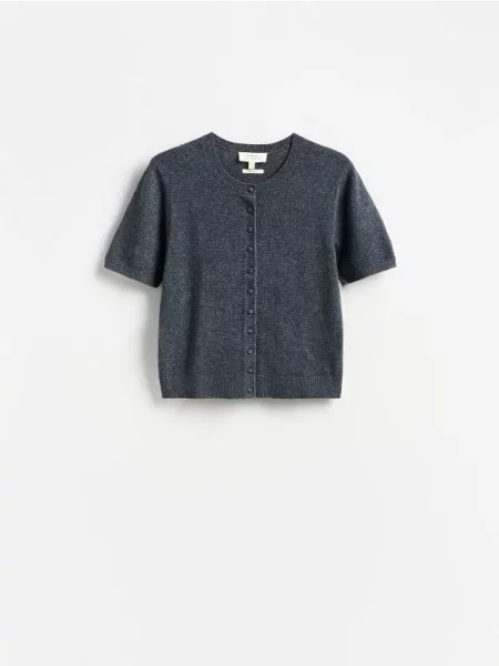 Reserved Cardigan din lână merino gri-închis gri
