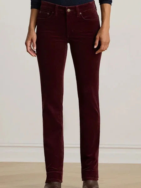 Lauren Ralph Lauren pantaloni de catifea cord bordo