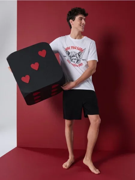 Sinsay piżama dwuczęściowa z nadrukiem wielobarwny