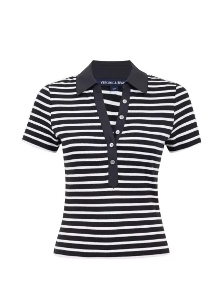 Tricou cu dungi Veronica Beard cu dungi negru
