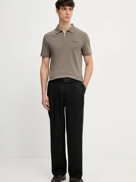 Tricou polo Calvin Klein Jeans maro
