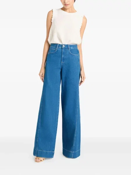 Pantaloni Cinq A Sept cu picior lat albastru