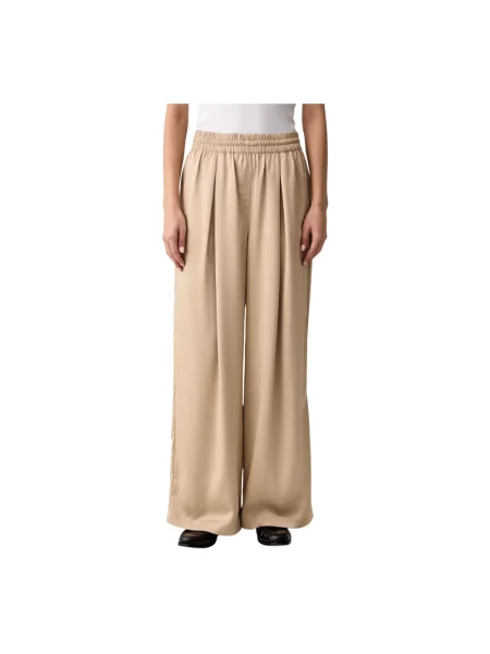 Satynowe spodnie Lacoste beżowe