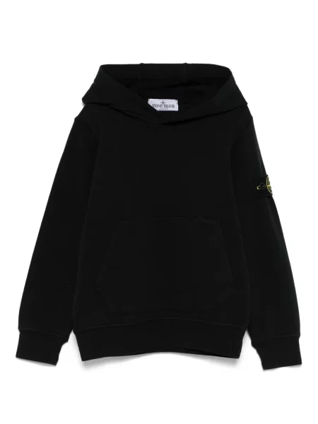 Dětska mikina s kapucí Stone Island černá