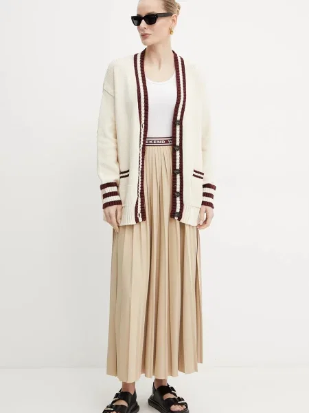 Weekend Max Mara spódnica maxi rozkloszowana beżowy