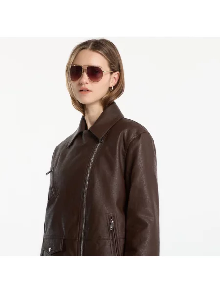 Кожени дънки Calvin Klein кафяво