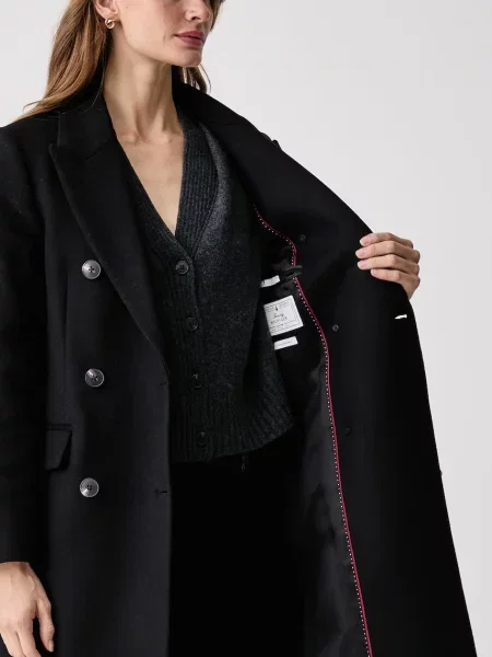 Tommy Hilfiger елегантно палто дамско с вълна черно