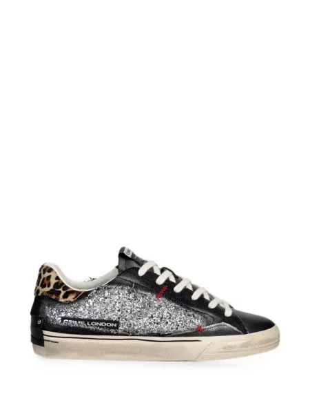 Sneakerși Crime London cu imagine cu model leopard negru