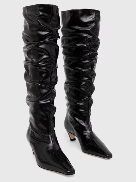 Шкіряні чоботи MSGM на шпильці чорний