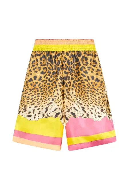 Pantaloni scurți Roberto Cavalli cu imagine cu model leopard maro