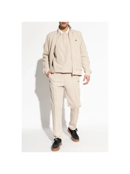 Bluza rozpinana krój regular fit z dodatkiem bawełny Lacoste beżowa