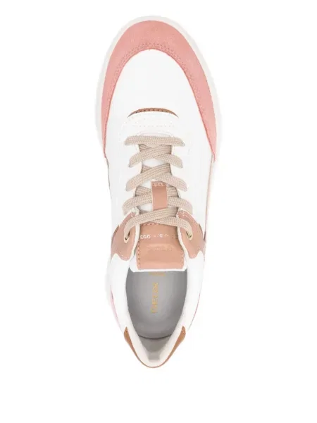 Sneakerși Geox cu șireturi din dantelă alb