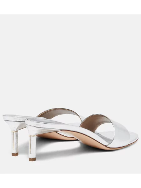 Papuci tip mules Tom Ford din piele argintiu
