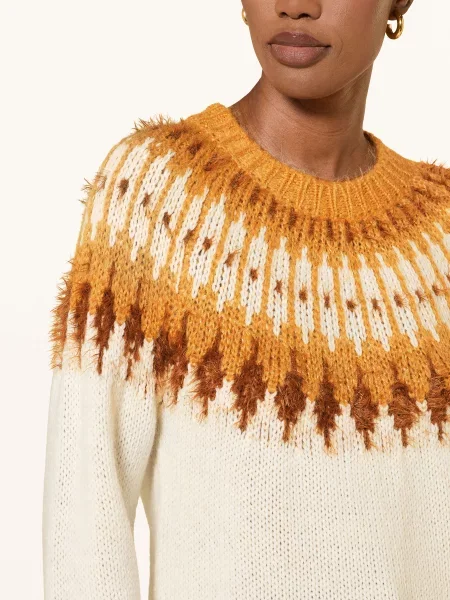 Ottod'ame Sweter Z Błyszczącą Przędzą beige beżowy