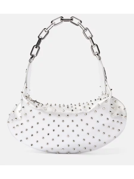 Geanta de piele Christian Louboutin din piele argintiu