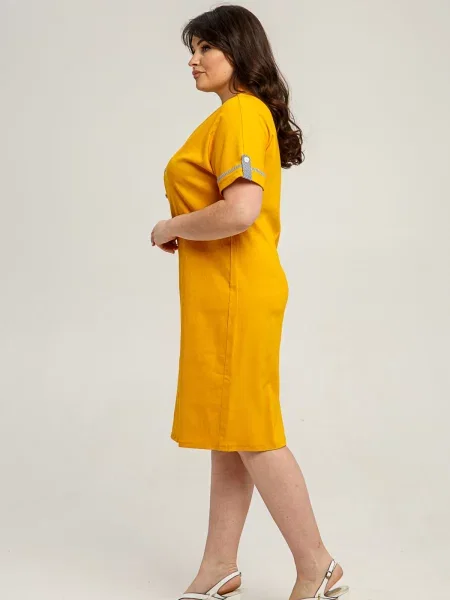 Лляна Сукня міді All Posa гірчичний