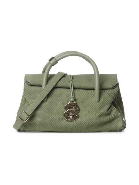 Mała torebka skórzana Zanellato skórzana zielona