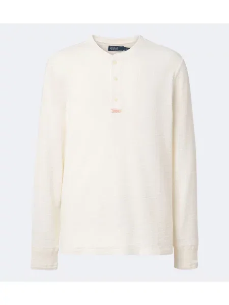 Cămașă Polo Ralph Lauren tricotate cu guler henley alb