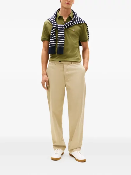 Kratak polo majica Tommy Hilfiger s autogramom zelena