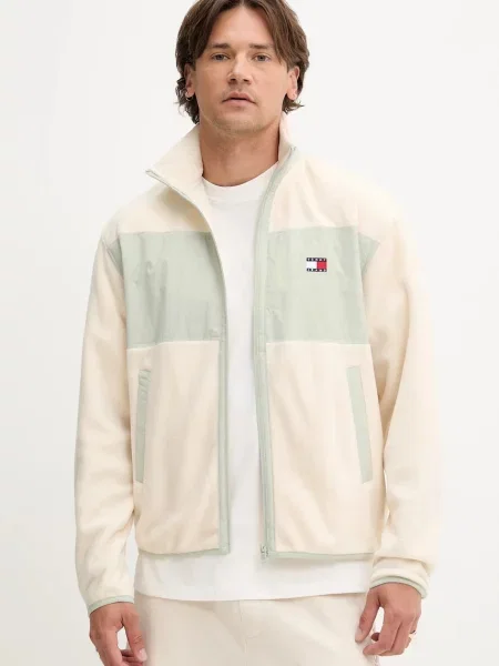 Dukserica od flisa Tommy Jeans s aplikacijom bež