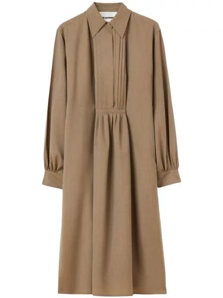 Gulerat rochie Jil Sander de lână maro