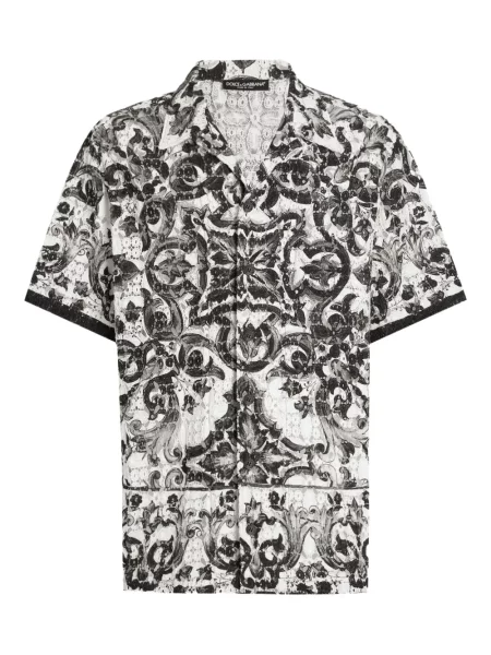 Cămașă Dolce & Gabbana cu imagine din dantelă tip Hawaii negru