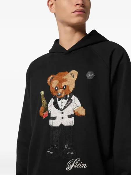 Плюшено мече суичър с качулка Philipp Plein черно