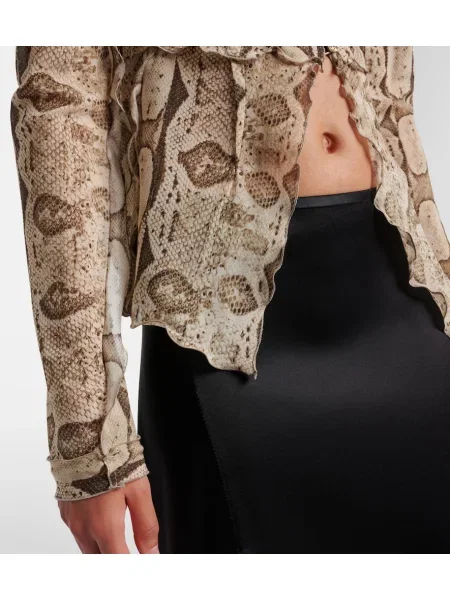 Hodvábna blúzka Gucci s potlačou so vzorom hadej kože sivá