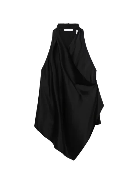 Jedwabna bluzka Helmut Lang z dekoltem halter czarna