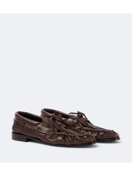 Pantofi loafer Saint Laurent din piele maro