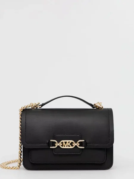 Michael Kors De piele geantă poștaș HEATHER negru